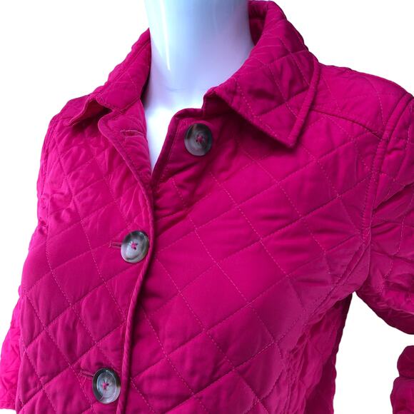 Chicos Womens Size 0 US 4/6 Jacket Quilted Button Up Collared Long Sleeve Pink - Picture 2 of 16